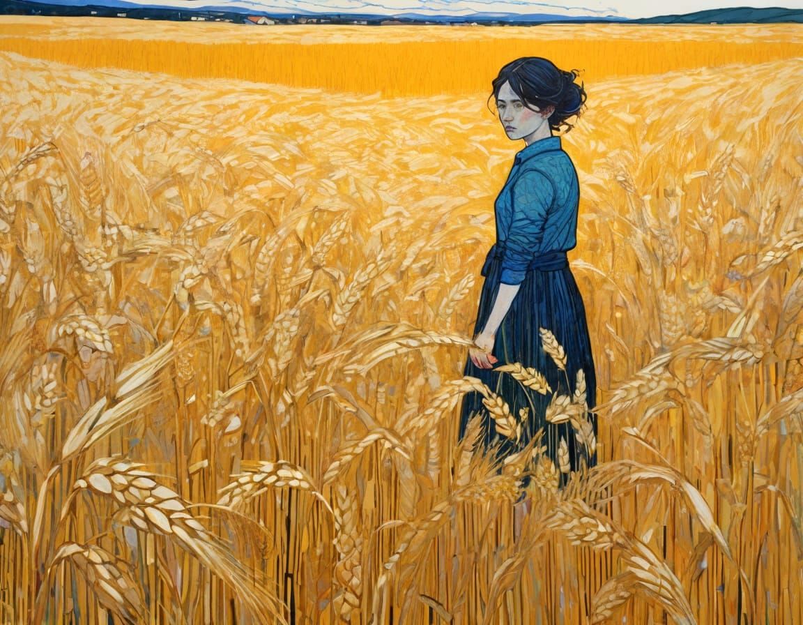 Woman in Golden Wheat Field by Hope Gangloff and Ian Davenpo...