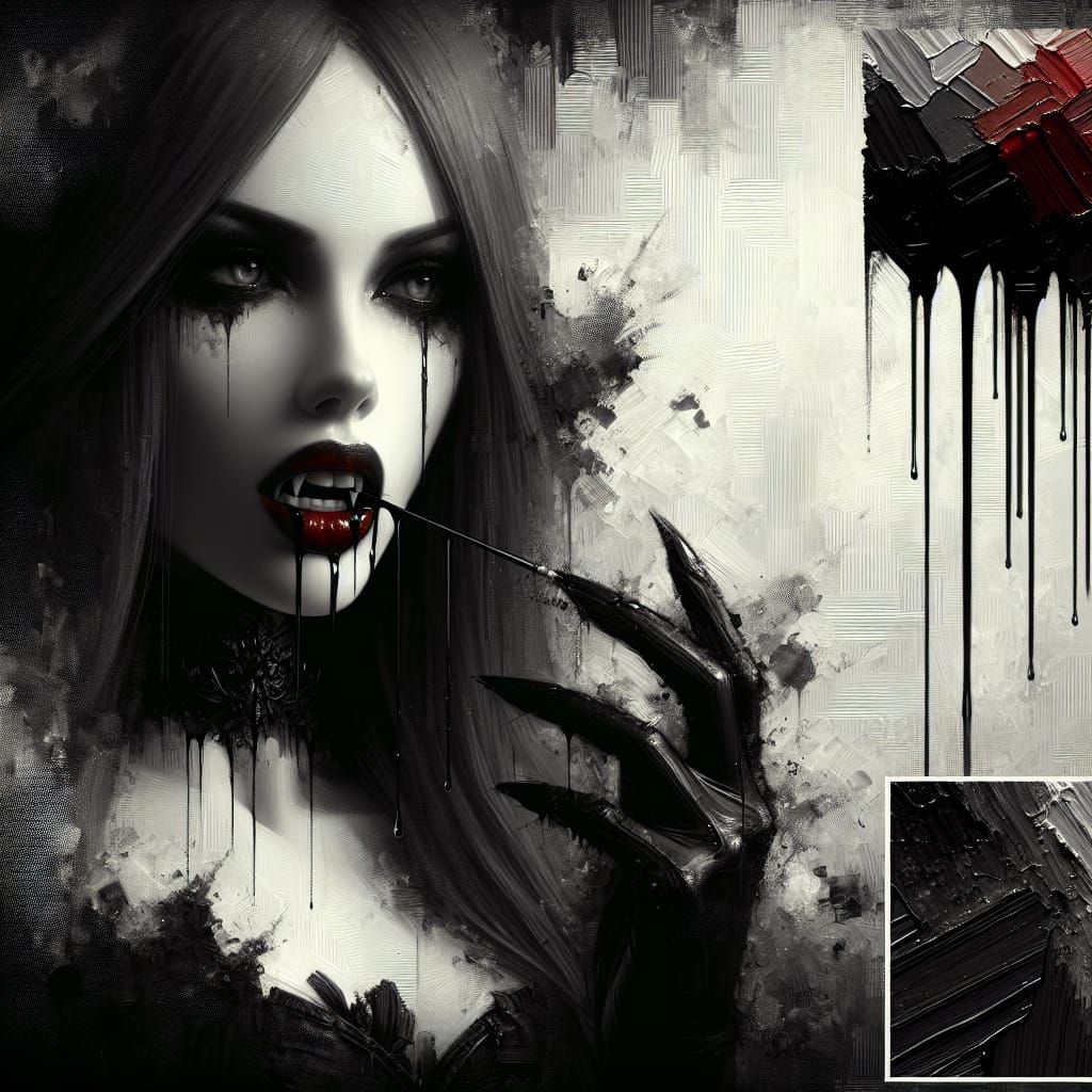 Ethereal Vampire Woman in Macabre Beauty