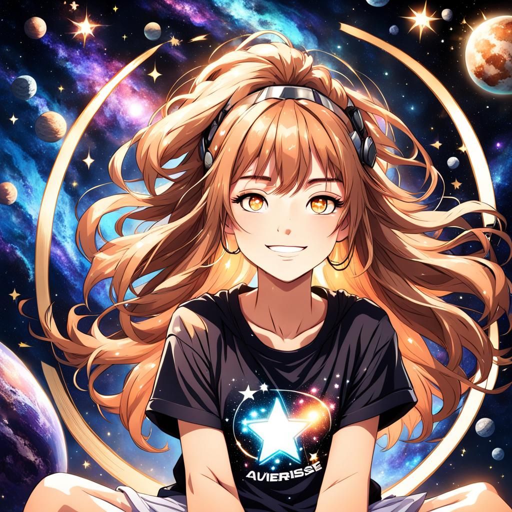 Anime Teen Galaxy Girl in Outer Space