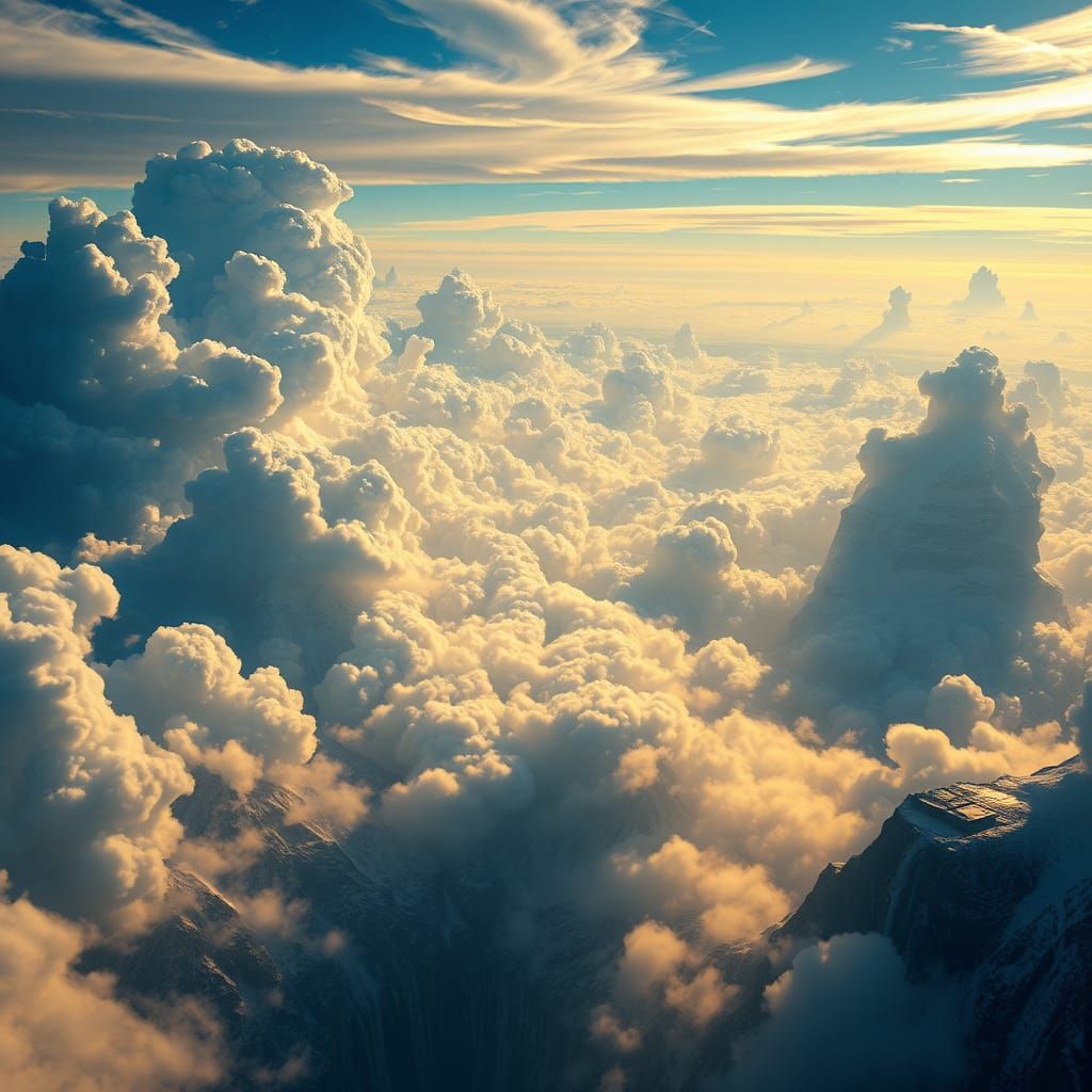 Aerial Landscape with Towering Clouds, Matte Painting
