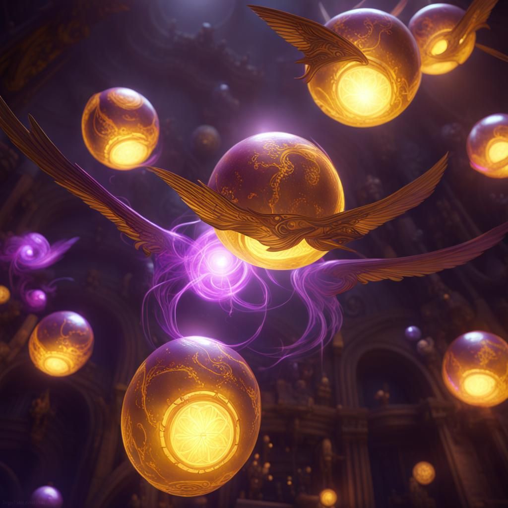 Luminous Orbs in Dark Fantasy Style