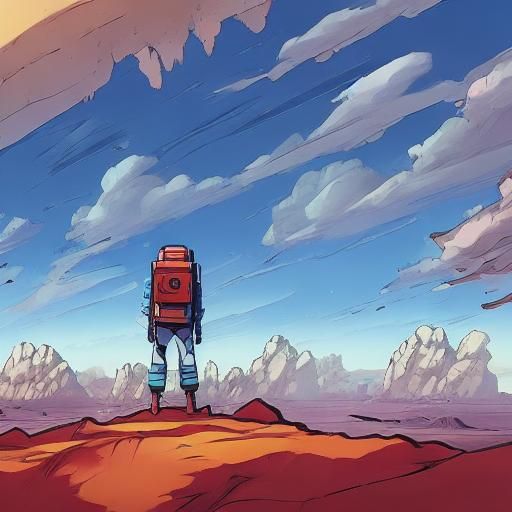 Epic Manga Panel on Red Alien Planet