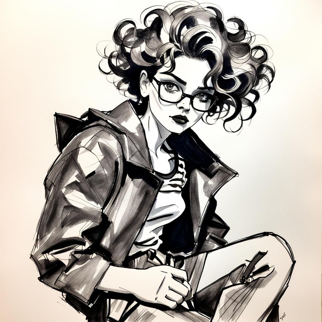 Egon Schiele-Style Charcoal Sketch of Supermodel