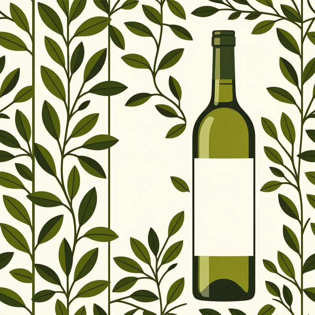 Minimalist Bottle Label Design with Geometric Leaf Pattern