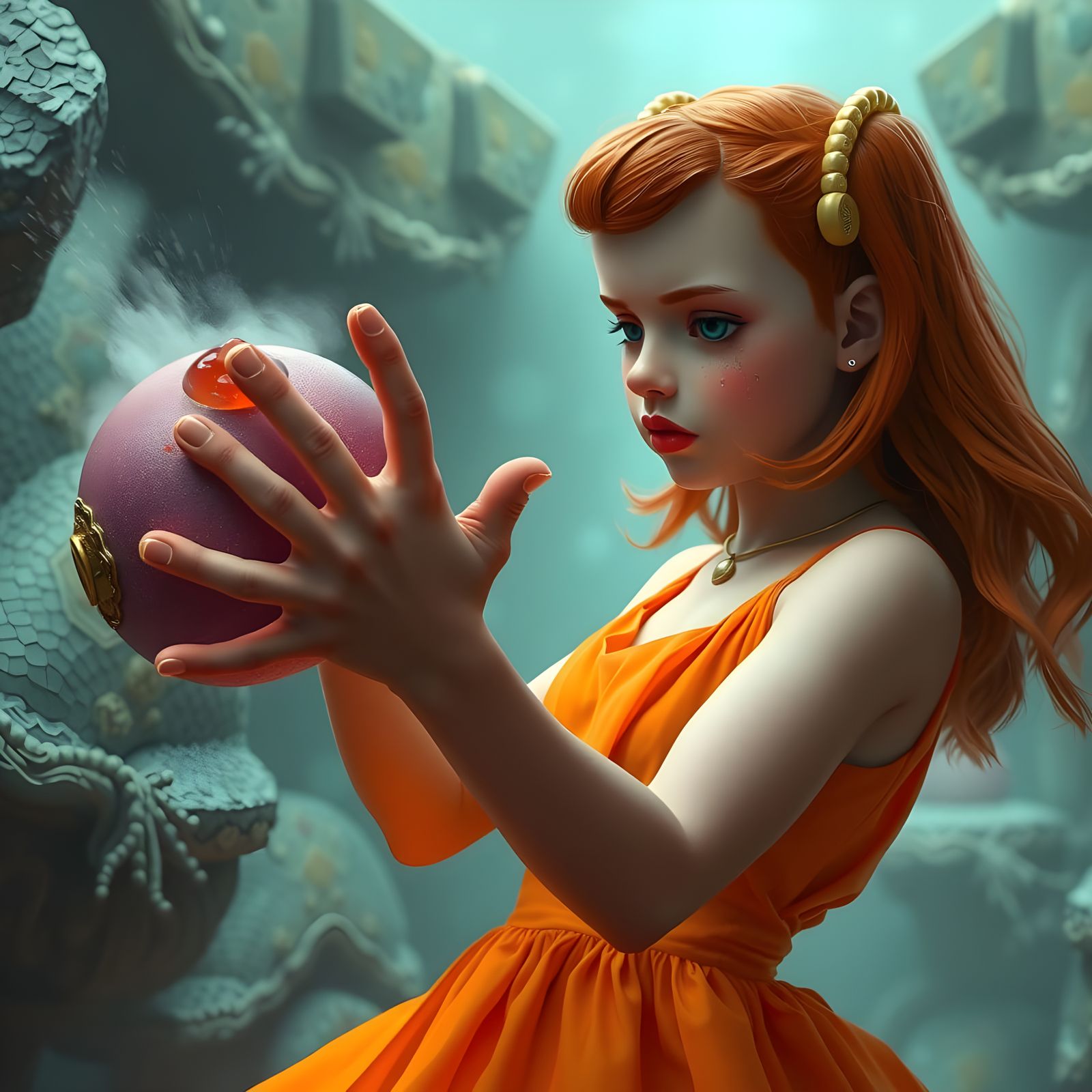 Ginger Dismantles a Gallbladder in Surreal Digital Art