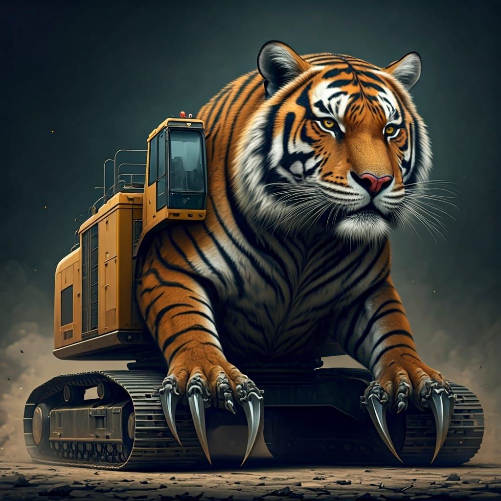 Tiger Excavator Hybrid: Biomechanical Fusion in Industrial S...