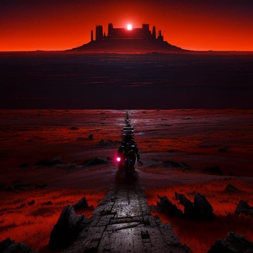 Robot Exploring Desolate Alien Landscape in Digital Painting...