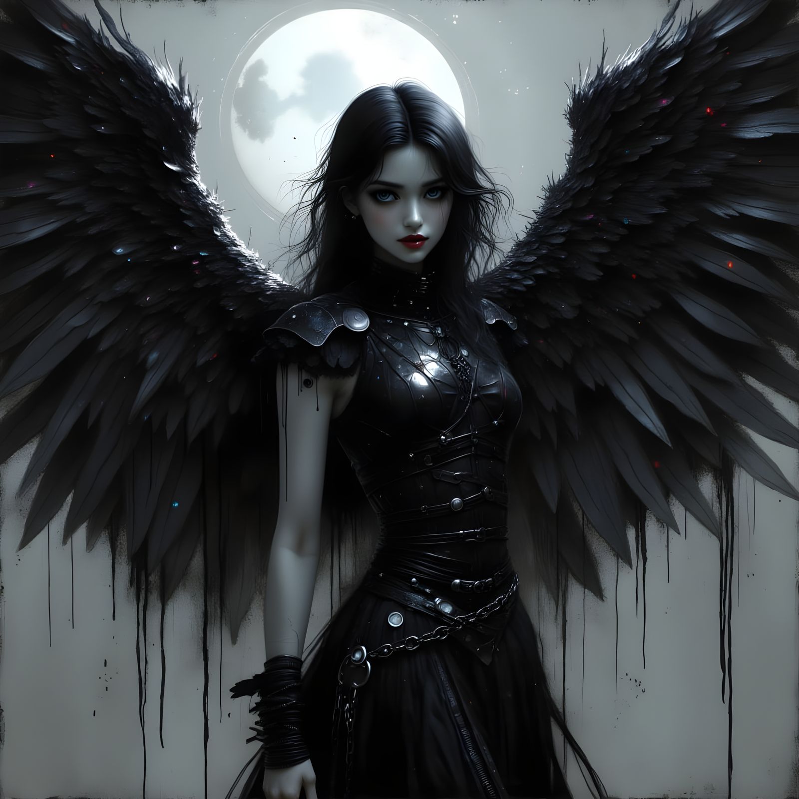 Dark Angel in Mystical Atmosphere, Digital Art