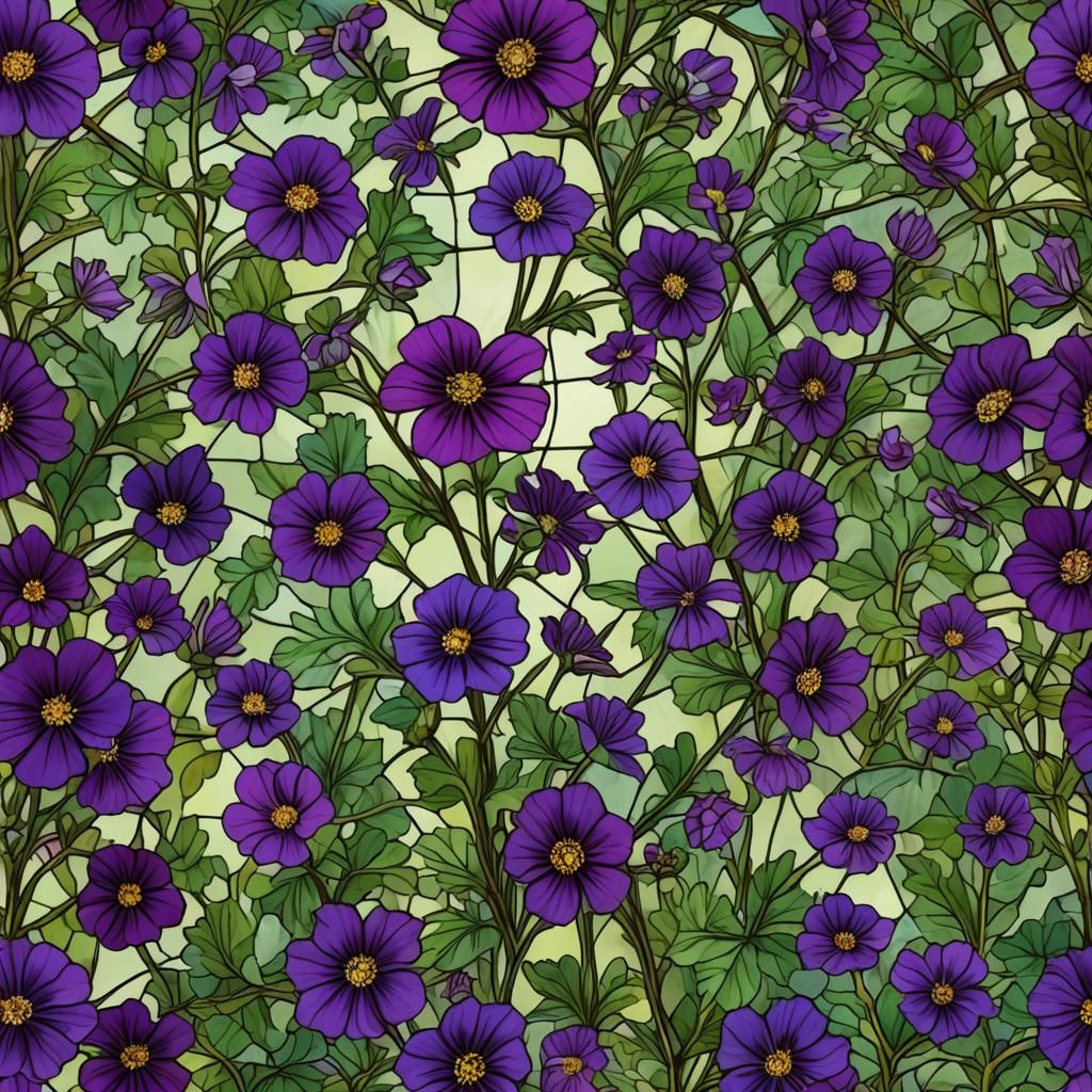 Vibrant Cranesbill Flower in Stained Glass Style