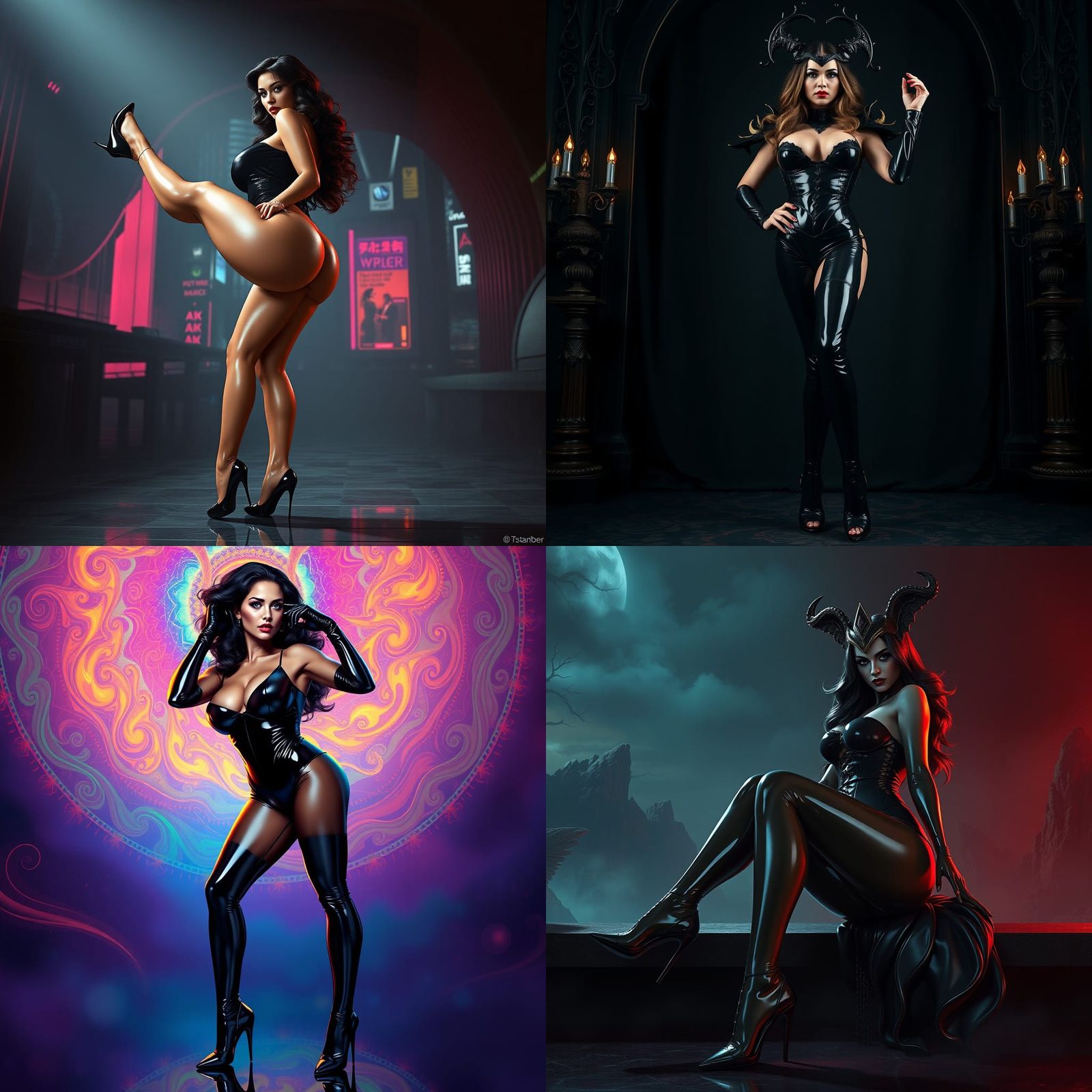 Latex Mistress in Detailed Matte Painting
