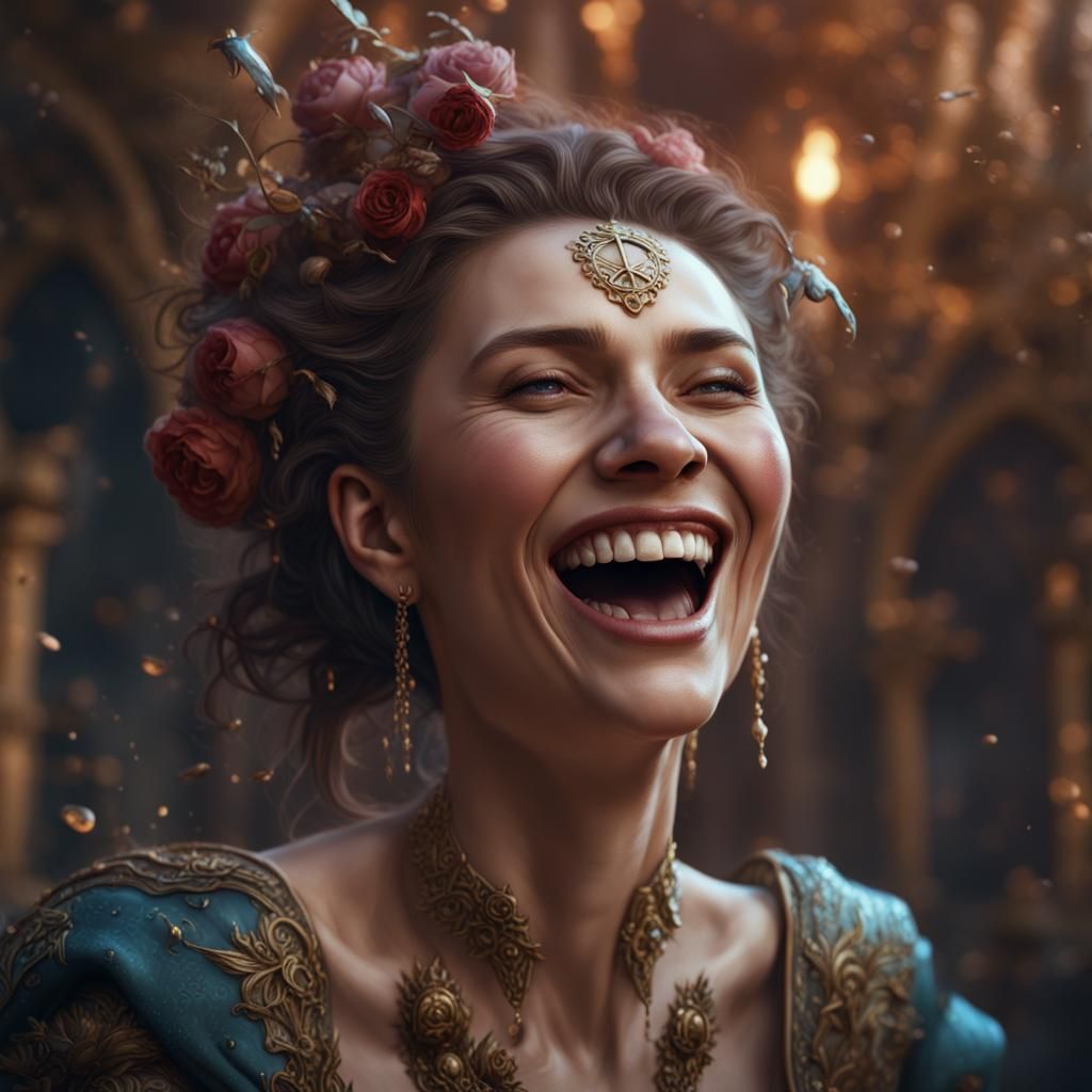 Laughing Woman in Detailed Fantasy Art