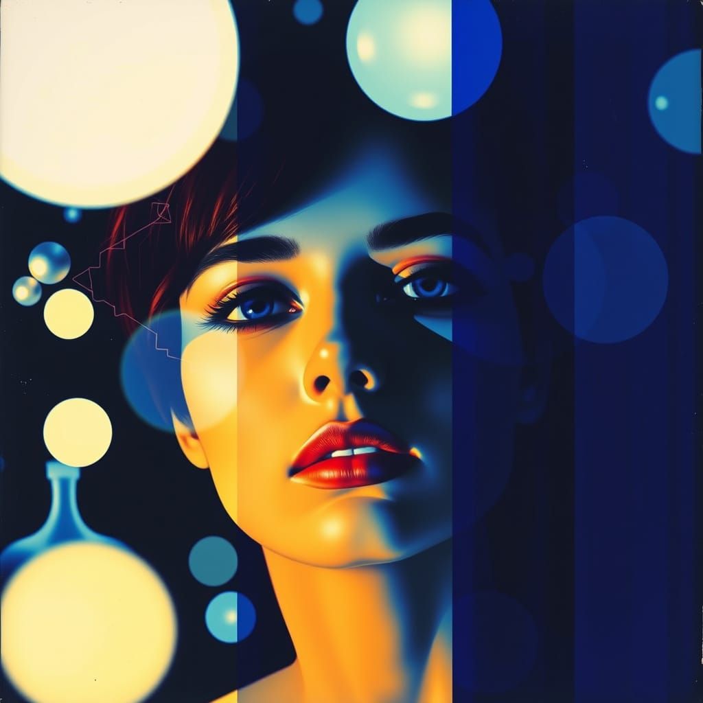 Prussian Blue Woman in Abstract Expressionist Style