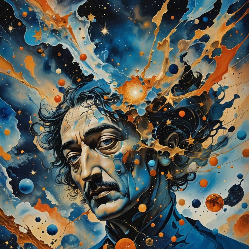 Surrealist Dreamscape of Cosmic Wonder in Abstract Expressio...