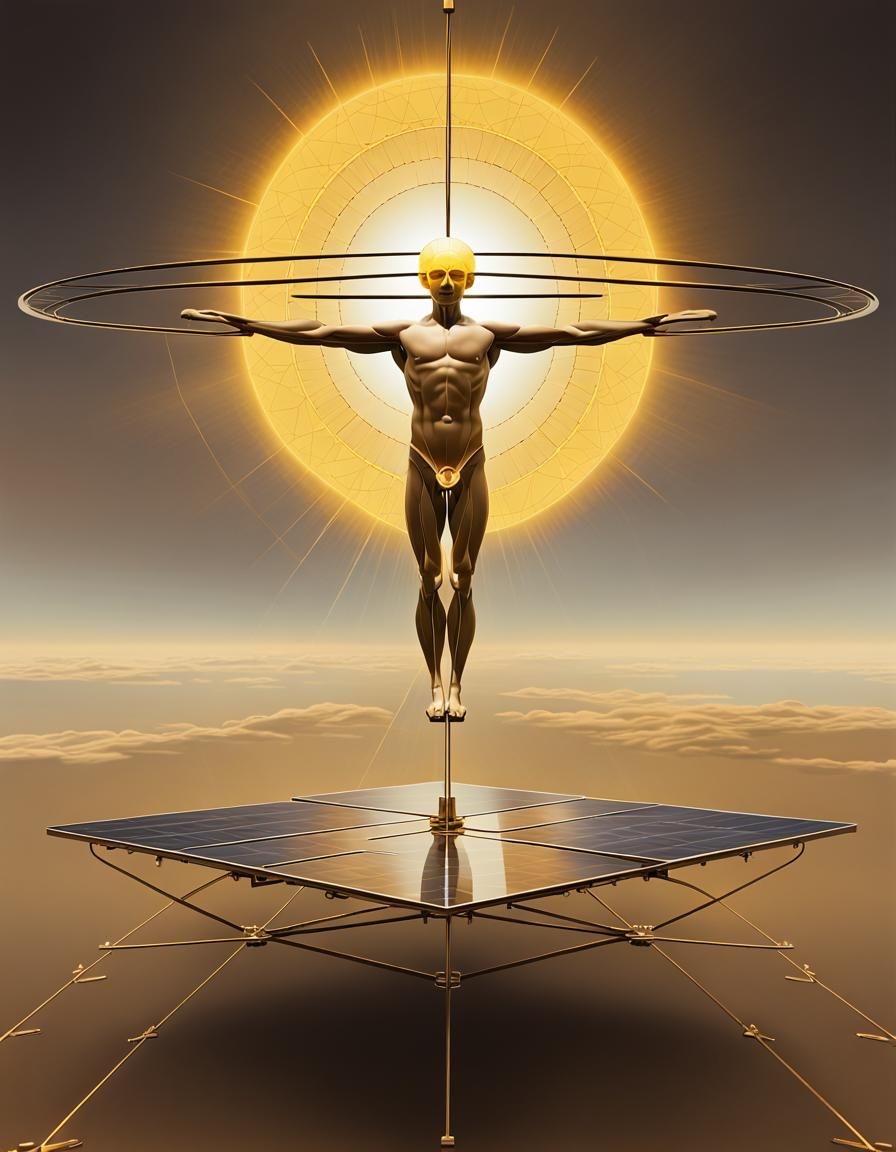 Vitruvian Cantilever Balancing Spatial Gravity: Digital Rend...