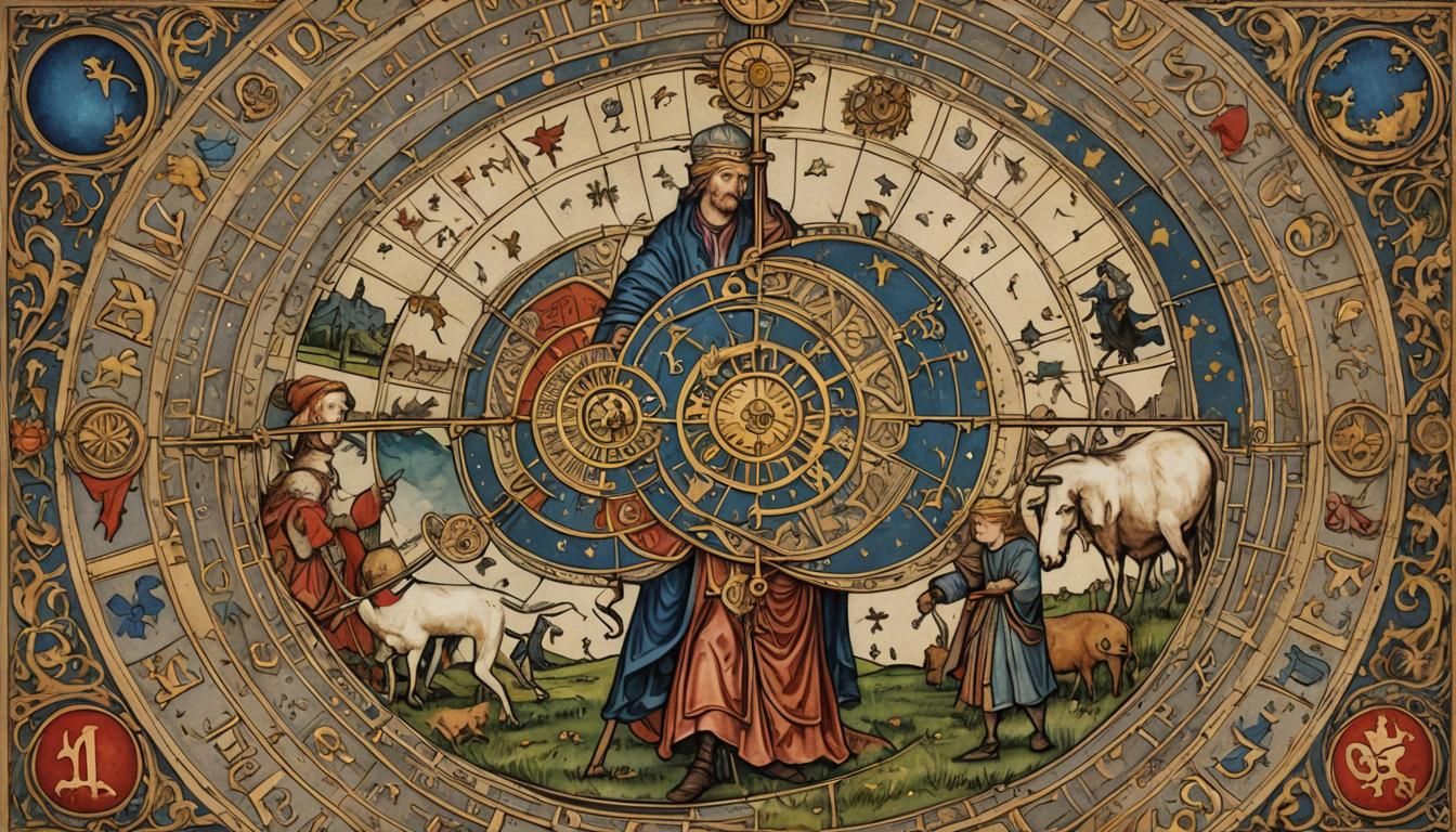 Medieval Horoscope: October Farm Retirement, Detailed Art