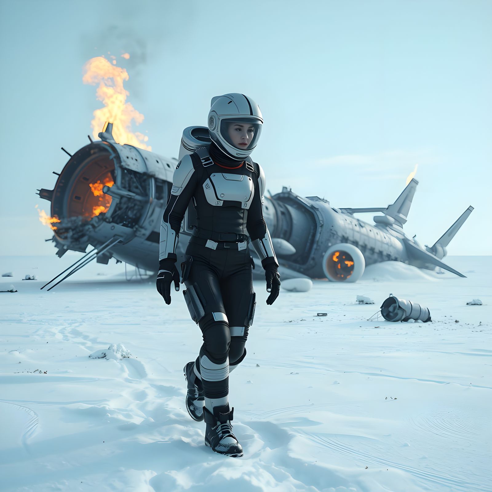 Lost Space Explorer in Arctic Landscape
