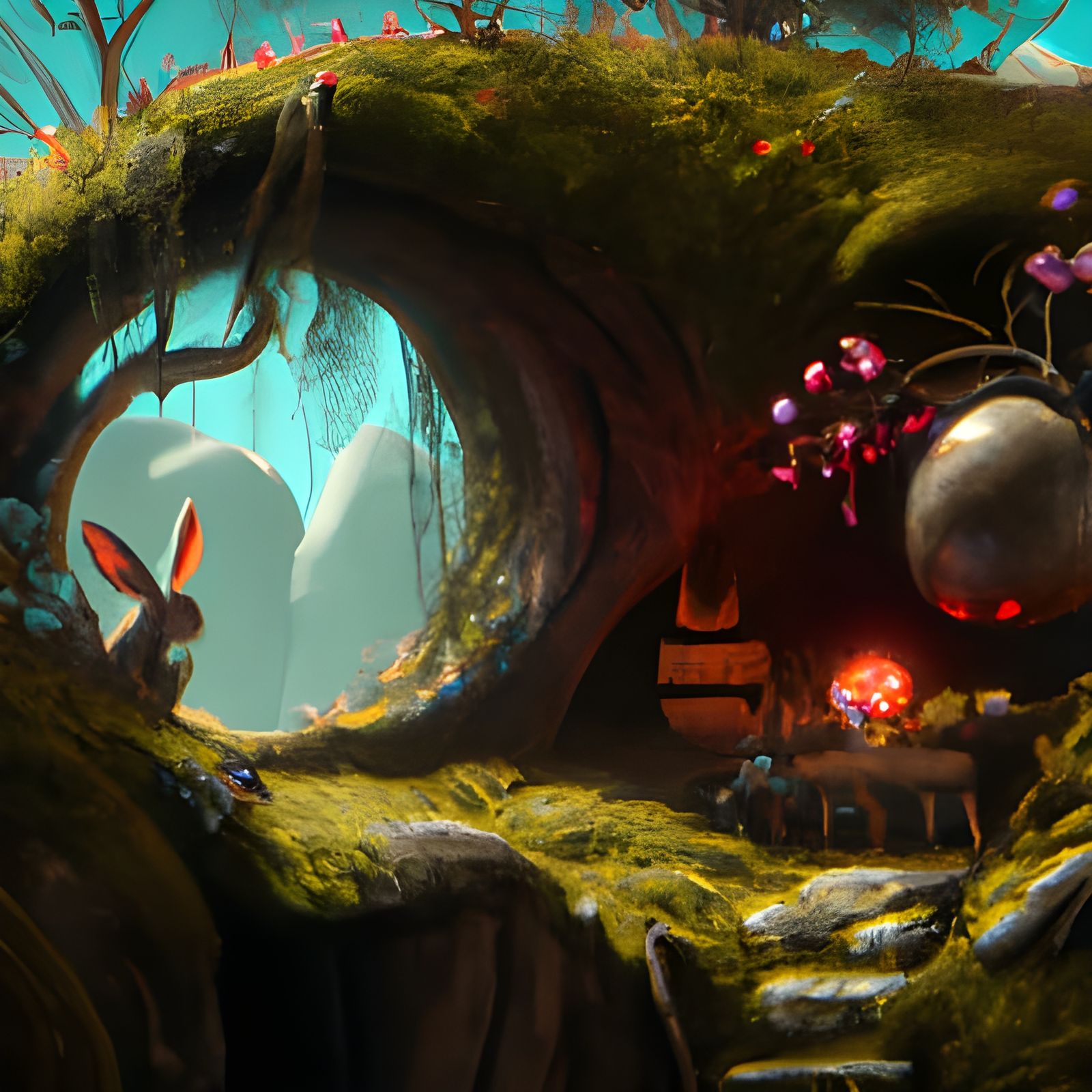 Rabbit's Round burrow, modestly furnished