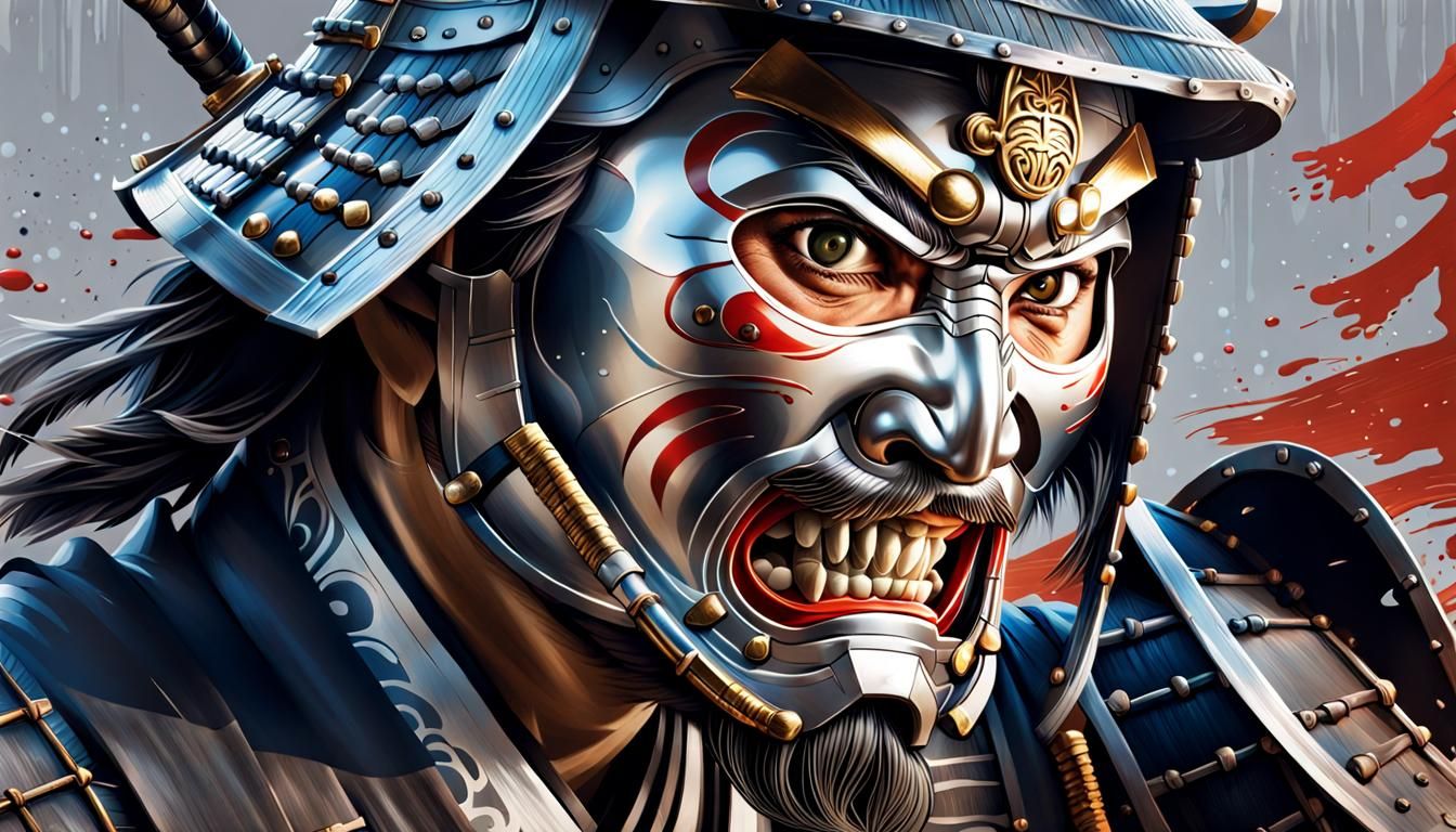 Cinematic Samurai Warriors in Japanese Silkscreen Style