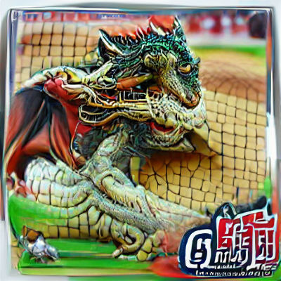 Dragon Chewing Baseball Card in 8K 3D