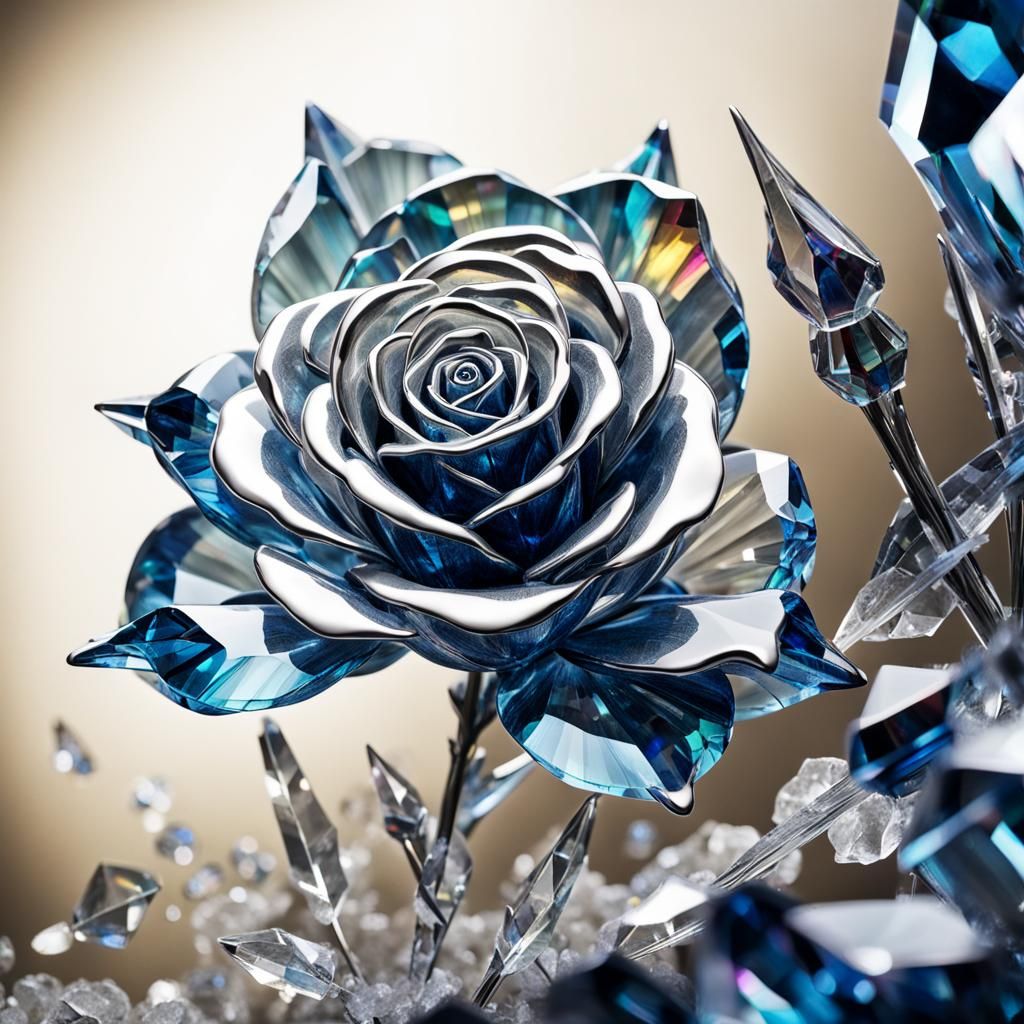 Crystalline Rose: A Transparent Crystal Sculpture