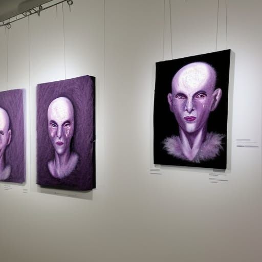 Art Exhibition: Purple Alien Twins in Latex