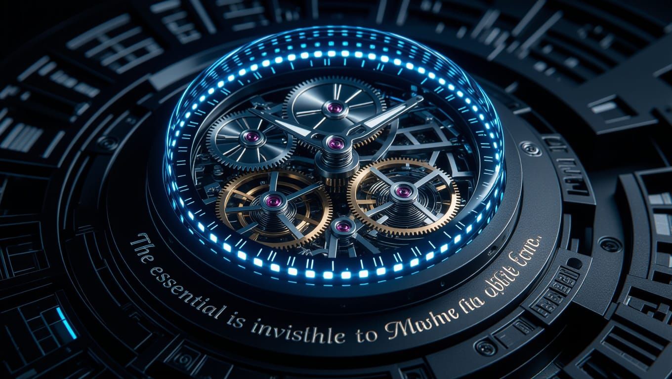 Futuristic Mechanical Sculpture with Intricate Gears