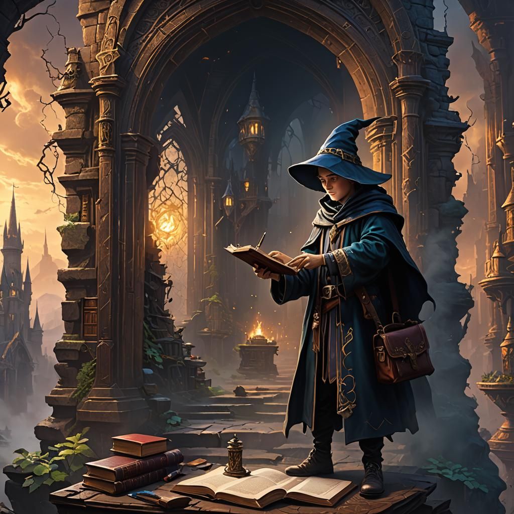 Wizard Shadow and Boy: Fantasy Book Cover Art
