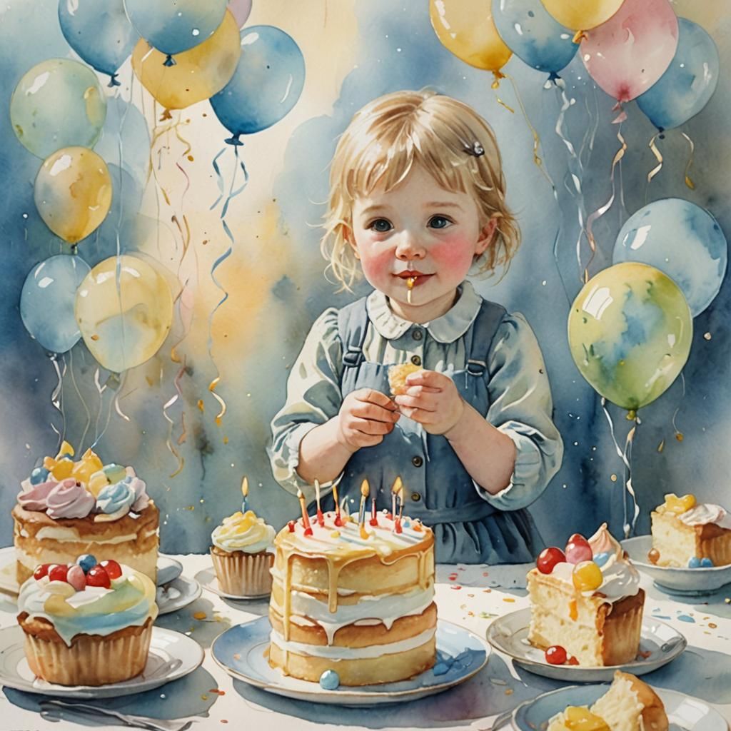 Baby's First Birthday: Whimsical Watercolor Celebration