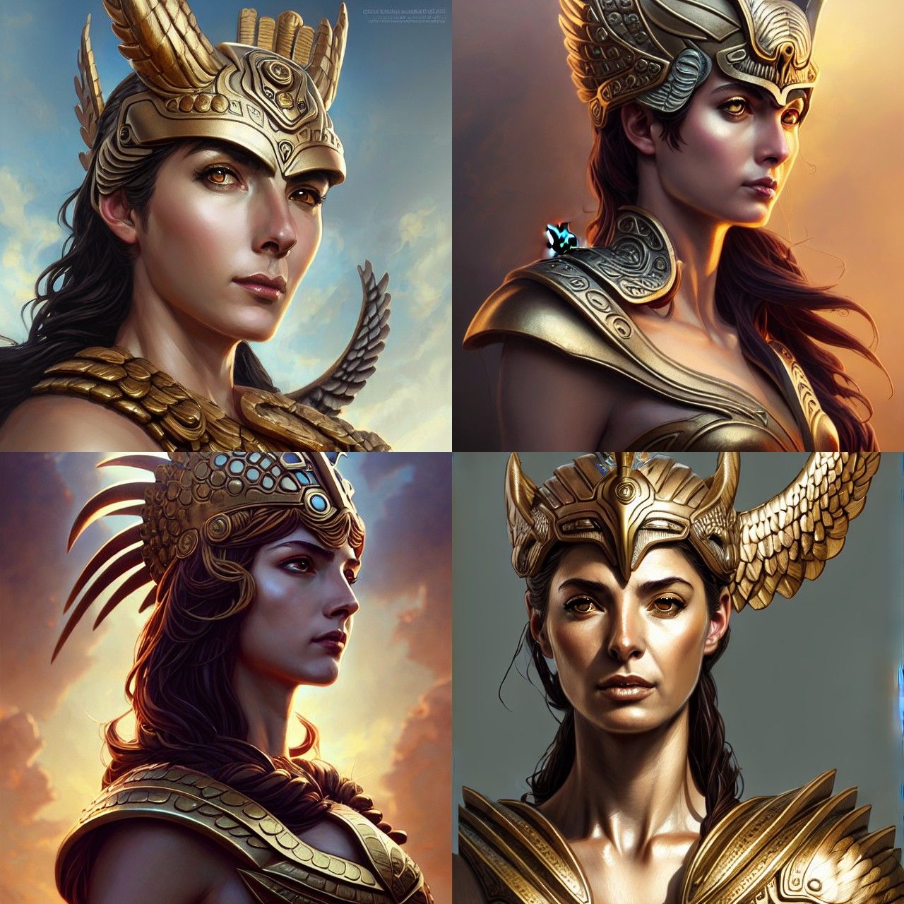Athena, Greek Goddess in Bronze Armor, Digital Art