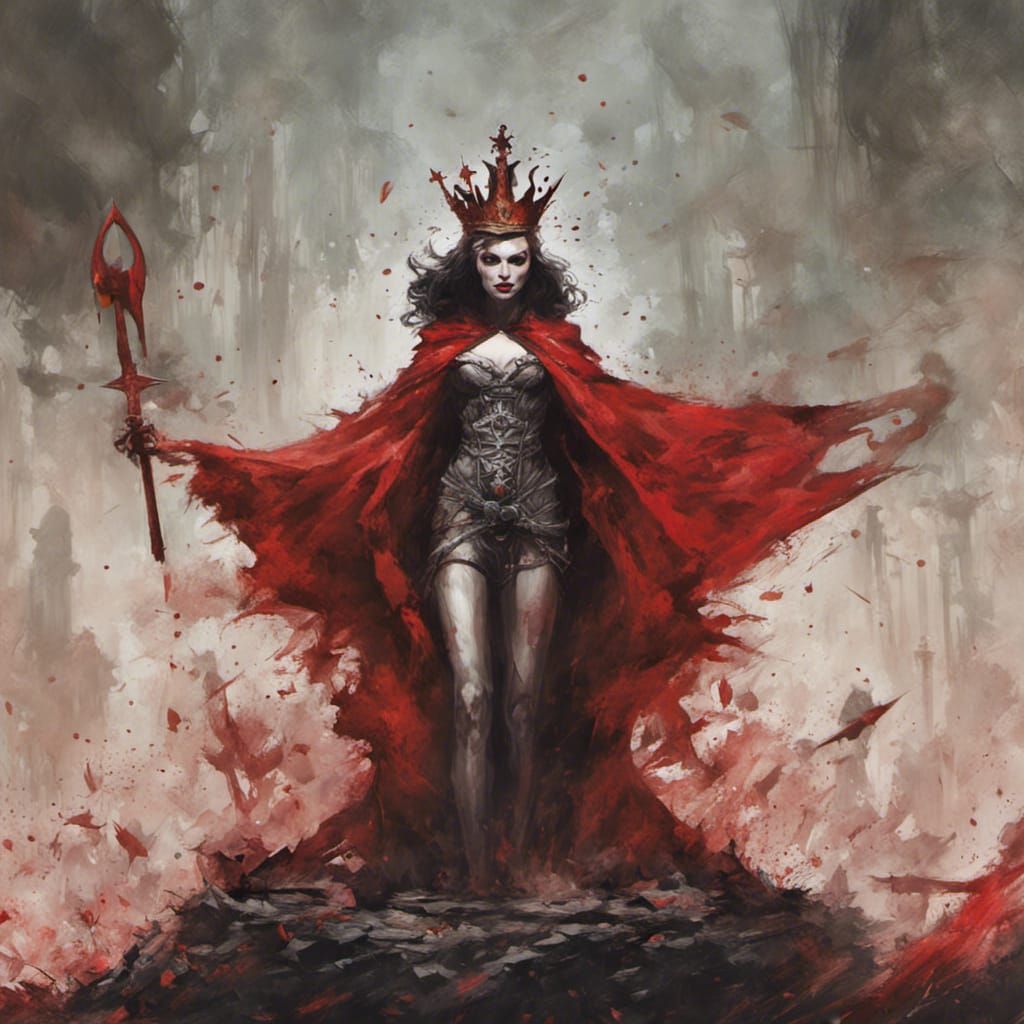 Sinister Red Queen Rising: A Dark Fantasy Art
