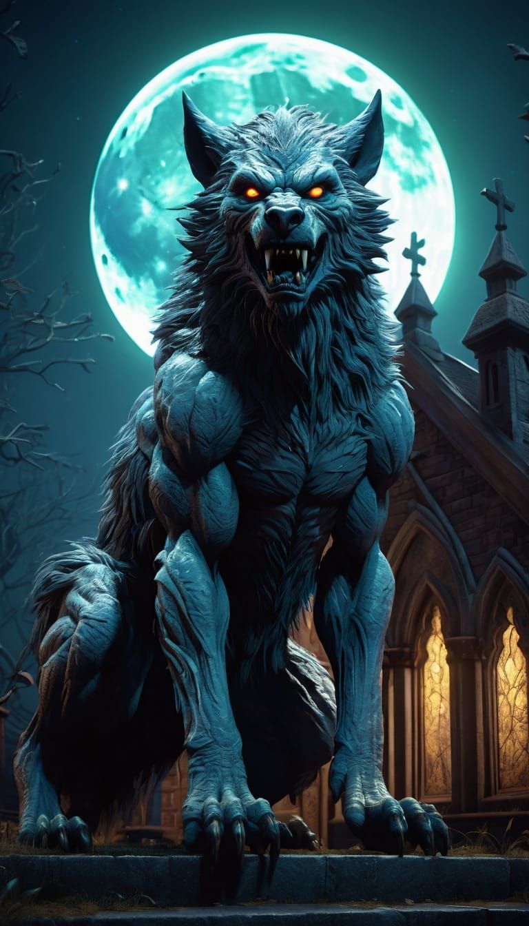 Werewolf Supreme in Holographic Psychedelic Art