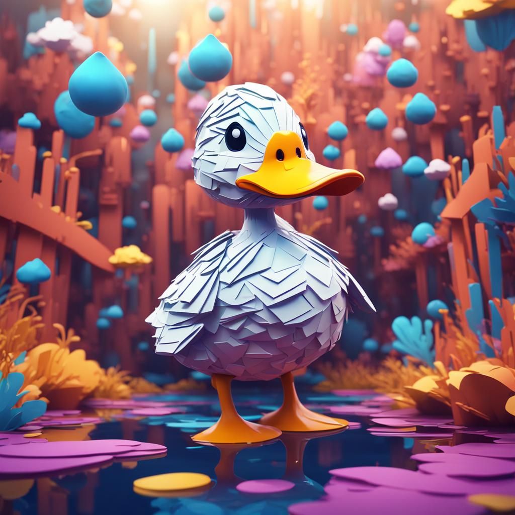 Cartoon Duck in 3D Environment: Digital Matte Painting