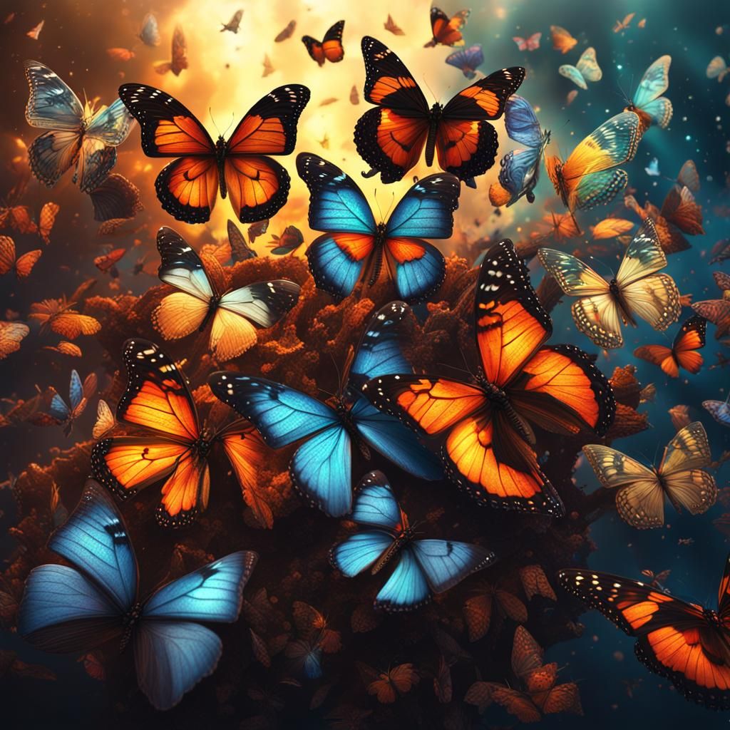 Epic Butterflies in Flight: Digital Matte Painting