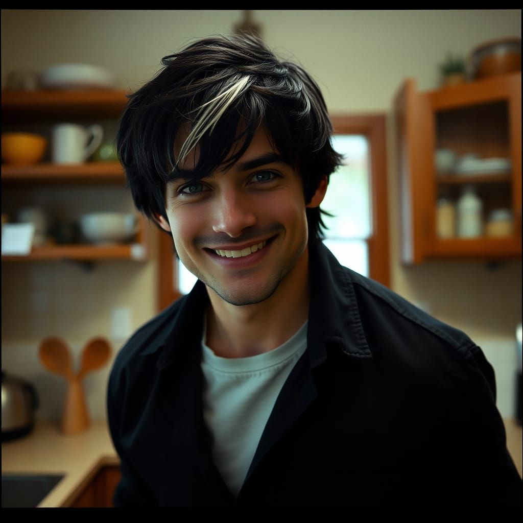 Smiling Chef in a Cinematic Kitchen