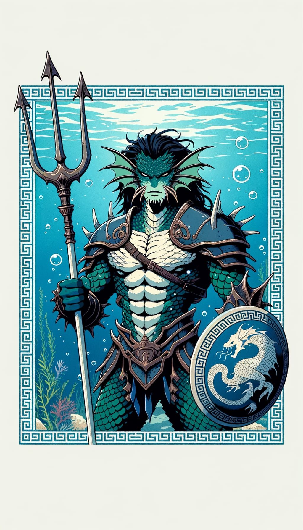 Triton Warrior in Ancient Greek Armor