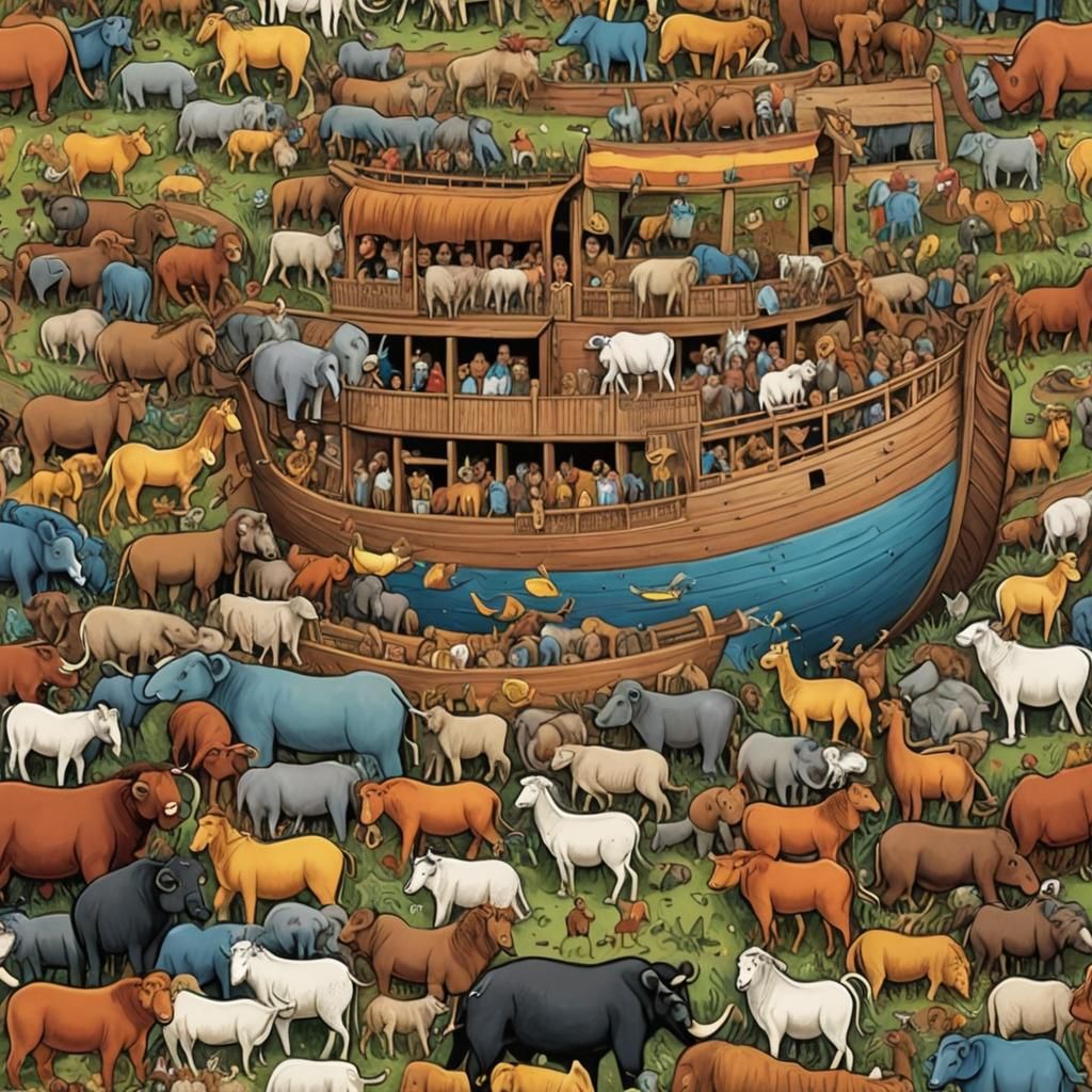 Colorful Noah's Ark Illustration