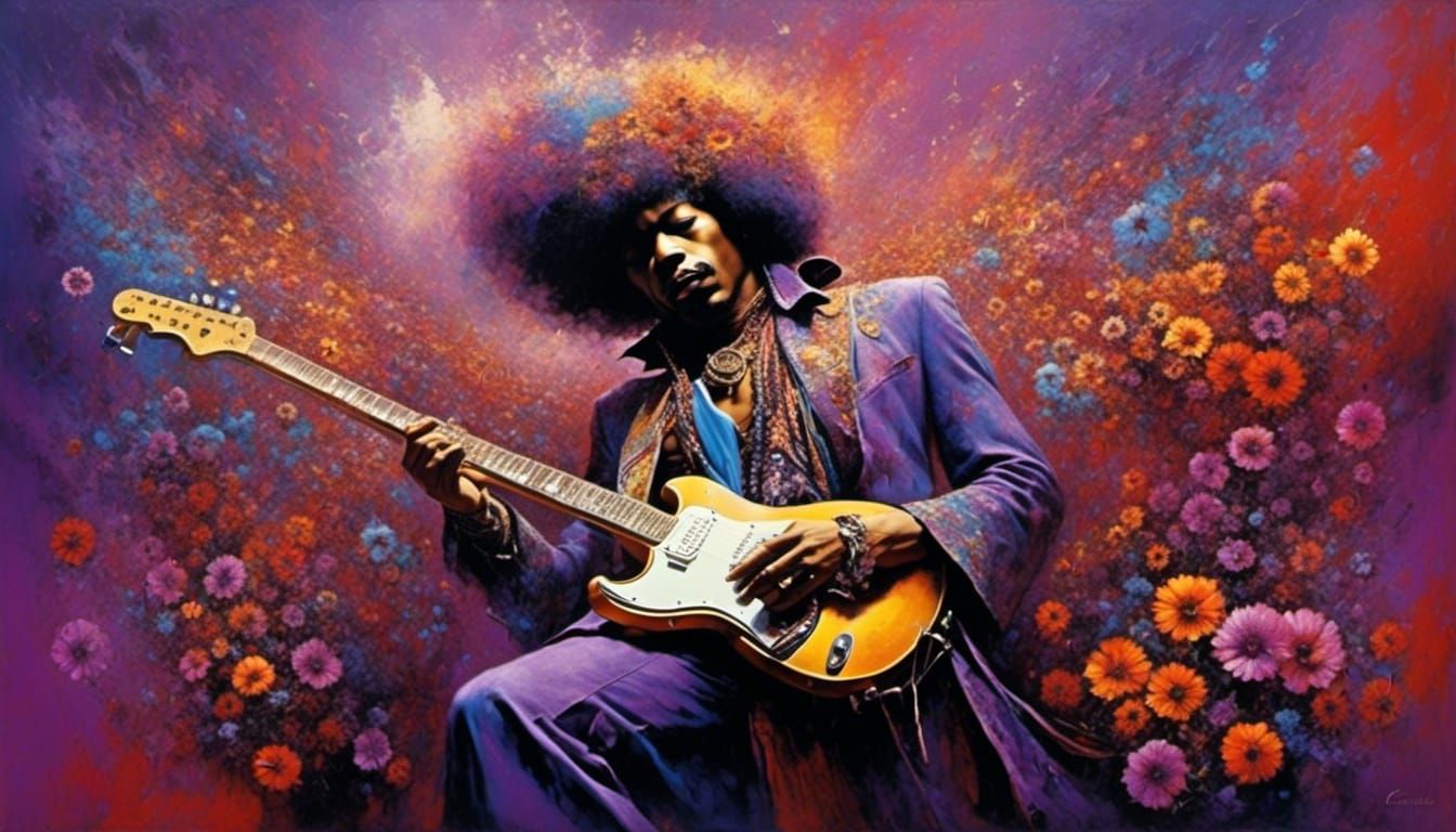 Psychedelic Hippie Scene: Surreal Abstract Masterpiece