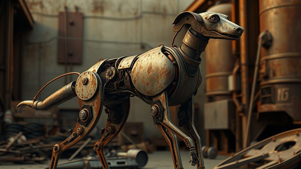 greyhound mechanical rusty metal
