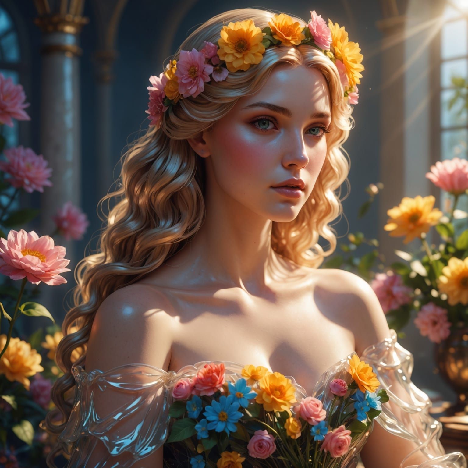 Jelly Aphrodite with Flowers: Concept Art