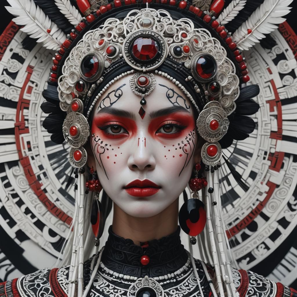 Striking Digital Portrait with Elaborate Headdress