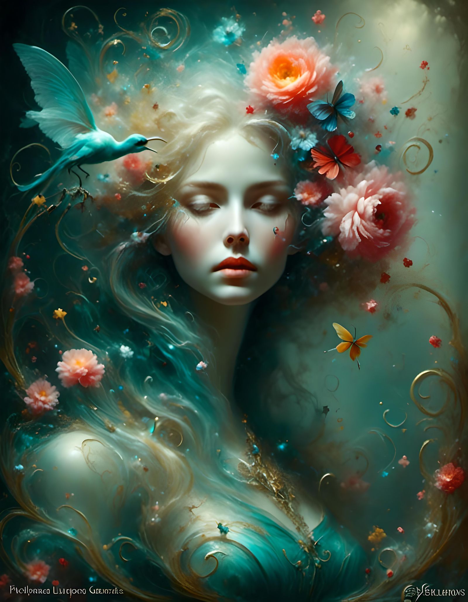 Astral Faerie Cowboy Couple in Neo-Primitivism Style