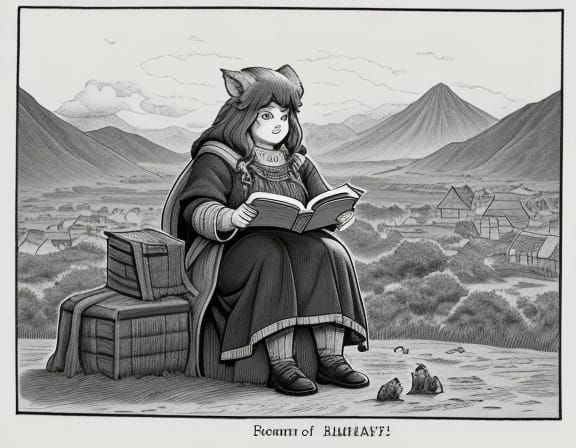 Halfling Acolyte Reading a Book in Manga Style
