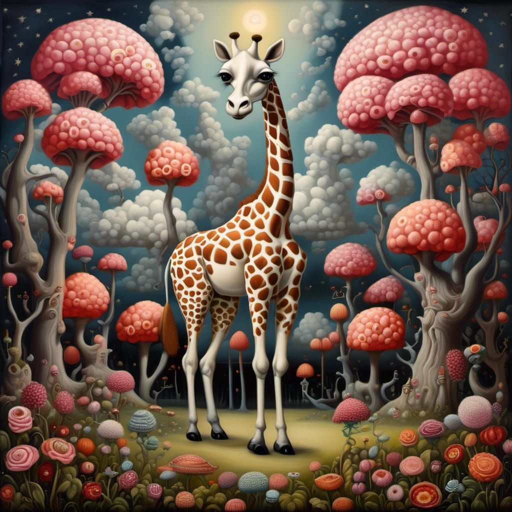 Giraffe in Tuxedo: Surreal Pop Fantasy Art