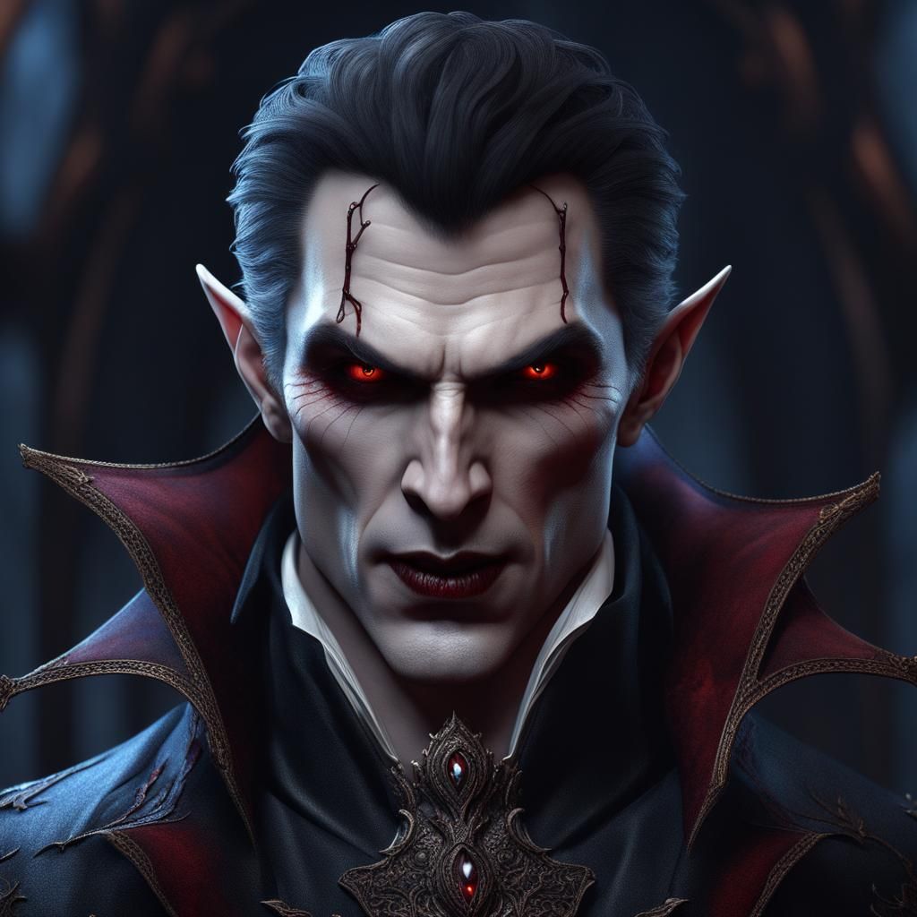 Handsome Vampire in Detailed Matte Painting