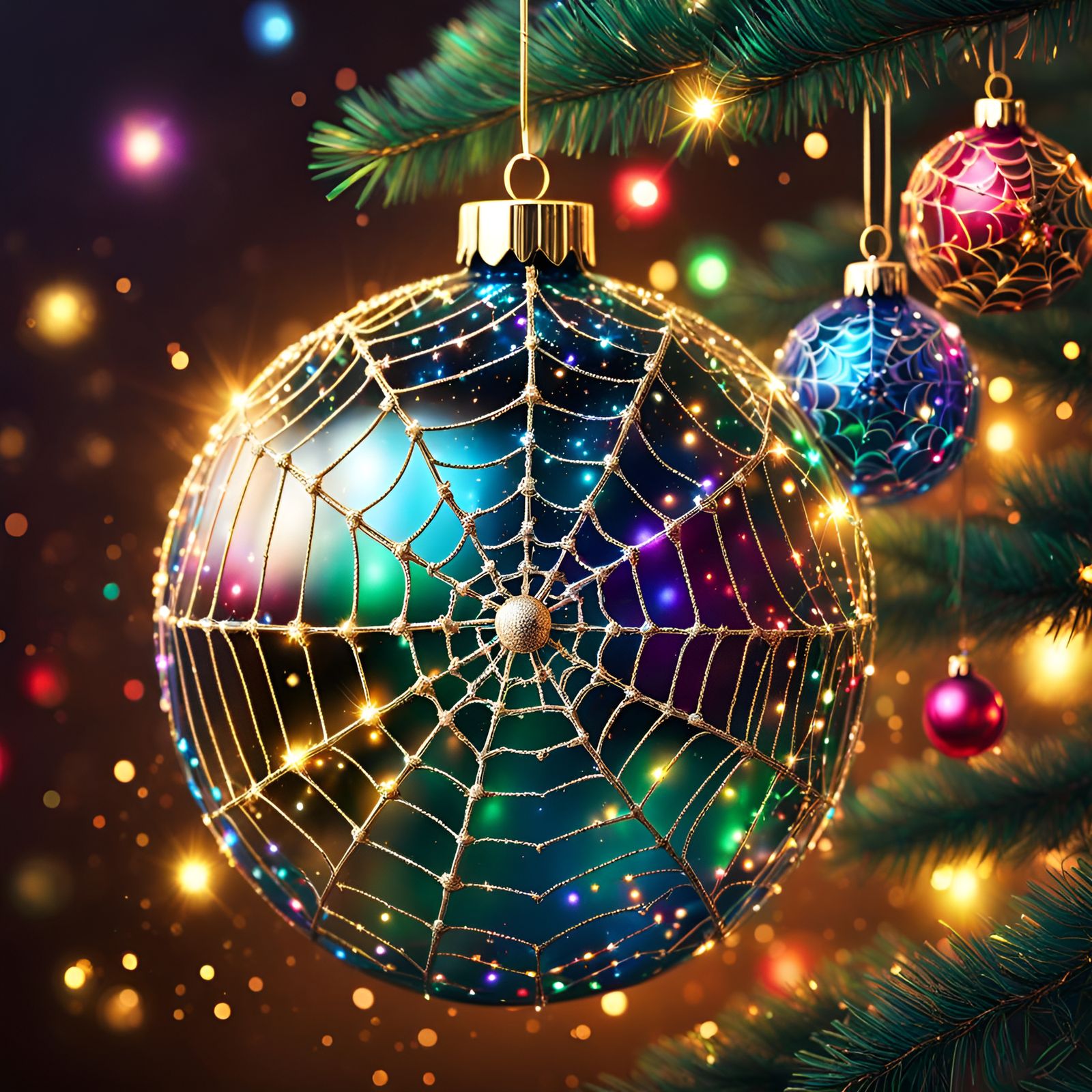 Spiderweb Christmas Tree Ornament: Hyperrealistic Concept Ar...