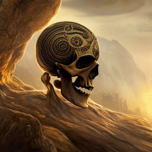 American Indian Skull with Jewels and Feathers