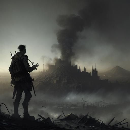 Post-Apocalyptic Smoker in Horror Style