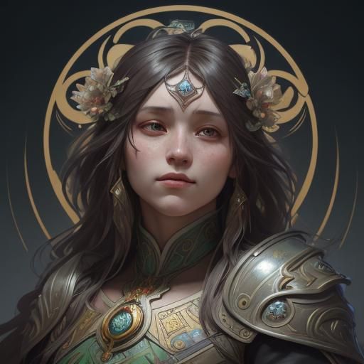 Detailed Portrait of Wisdom, Artgerm and Mucha Style