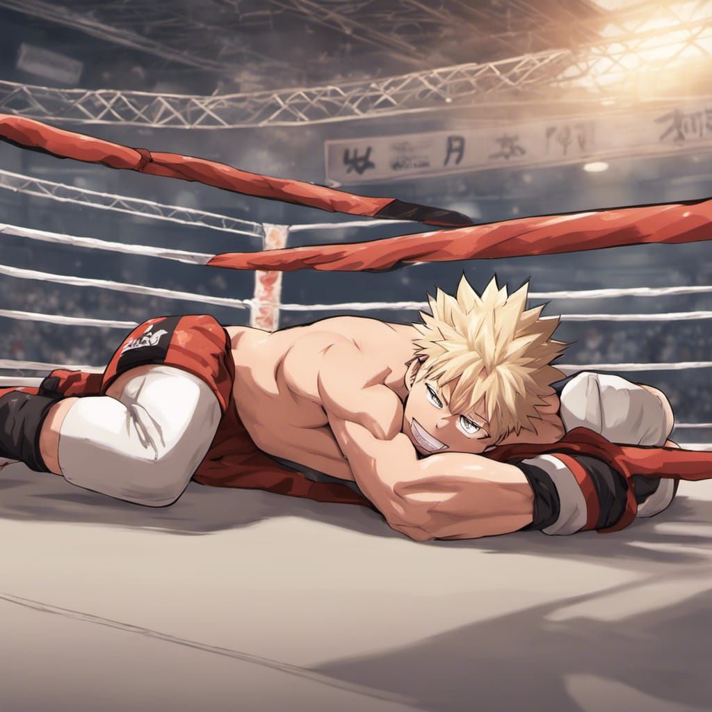 Unconscious Anime Boxer in Boxing Ring