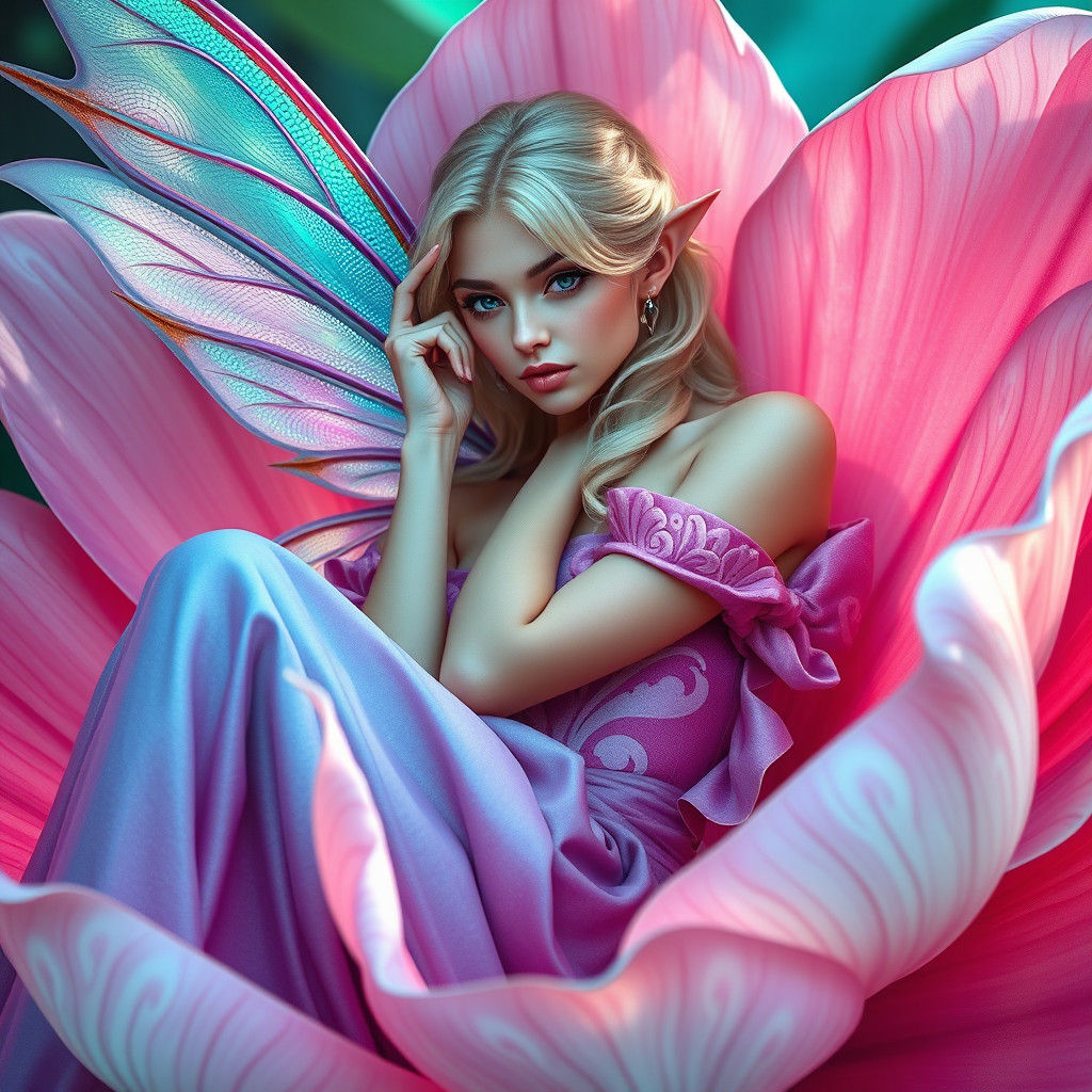 Regal Fairy in Open Flower, Fantasy Concept Art